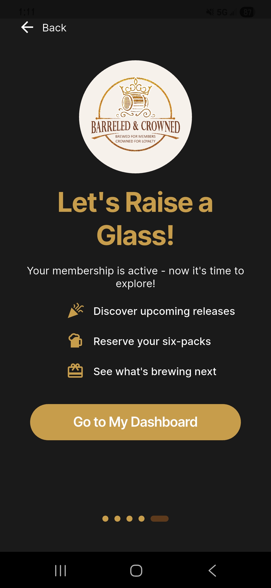 Member welcome screen